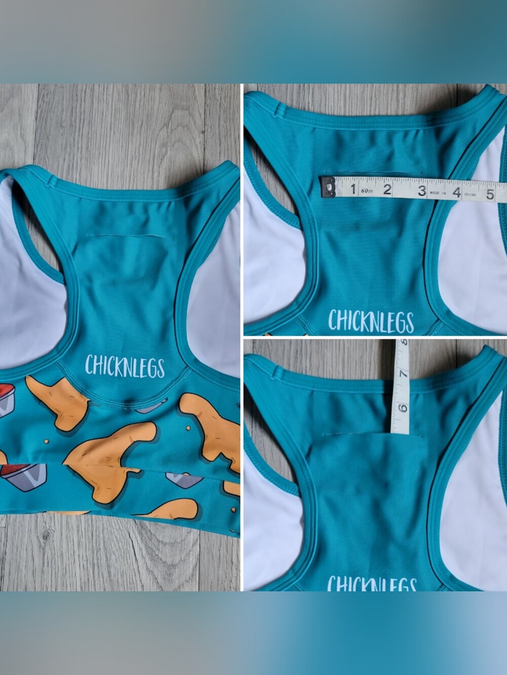 Chicknlegs Nuggets OG Teal & Brown Racerback Sports Bra, Women's Small - Picture 11 of 13